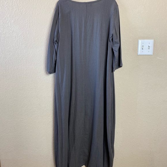 Youga Gray Linen & Cotton Maxi Dress W/Pockets - Picture 6 of 9